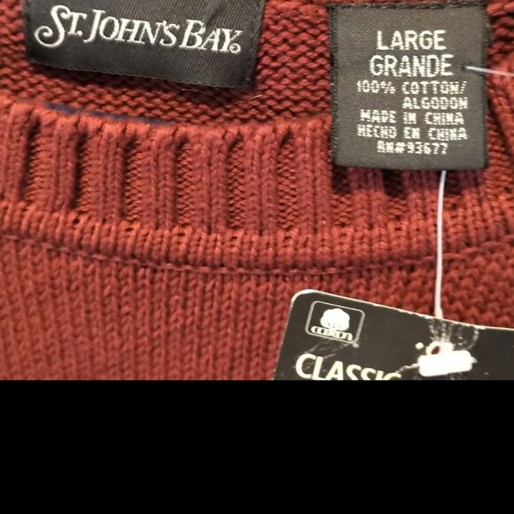 🐞NWT St. John's Bay Oversized 100% Cotton Knit Crew Neck Pull-on Sweater in Red - Picture 10 of 16